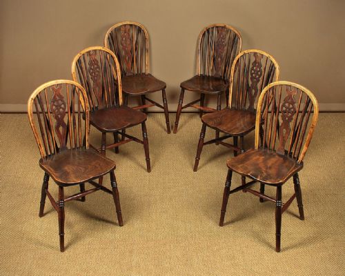 Six Ash & Elm Kitchen Dining Chairs C.1900.