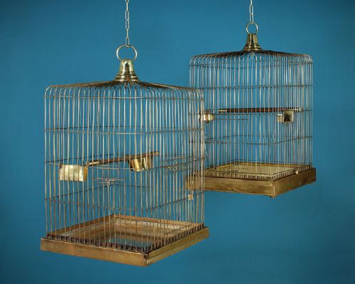 Pair of Large Brass Bird Cages C.1920.