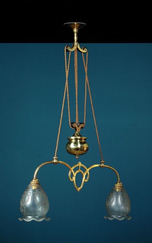 Brass Rise & Fall Hanging Light C.1910.