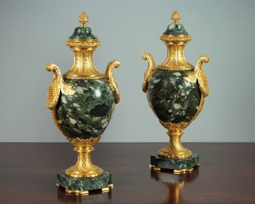 Large Pair of Marble & Gilt Cassolettes C.1880.