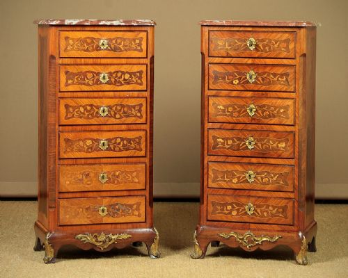Pair of Narrow Marble Top Drawers C.1920.