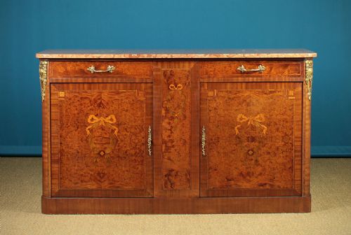 Burr Elm Marble Top Sideboard C.1905.
