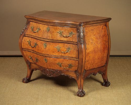 Walnut Bombe Chest of Drawers C.1930.
