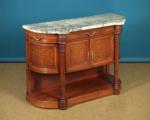 Small Oak & Marble Top Sideboard C.1910.