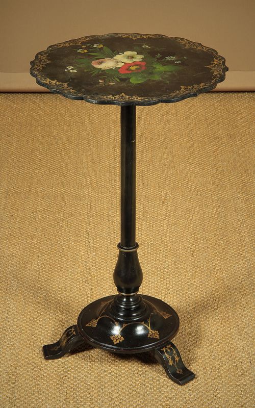 Mid 19th.c. Papier Mache Tilt Top Tripod Table C.1880.