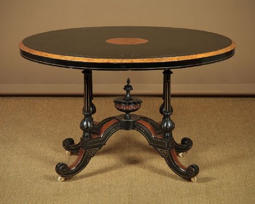 Ebonised Oval Centre Table C.1870.