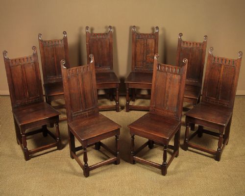 Set of Eight 17th.c. Style Oak Dining Chairs C.1930.