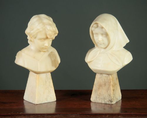Pair of Small Marble Busts C.1890.