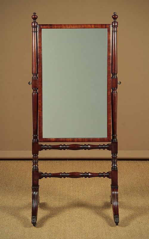 Mid 19th.c. Mahogany Cheval Dressing Mirror on Stand C.1830.