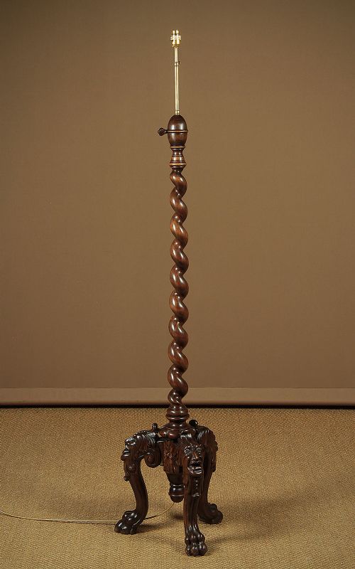 Carved Walnut Standard Lamp C.1920.