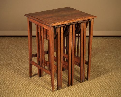 Nest of Four Oak Wine Tables C.1920.