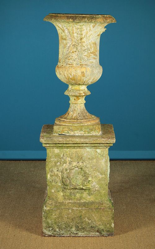 Edwardian Era Terracotta Garden Urn & Plinth C.1910.