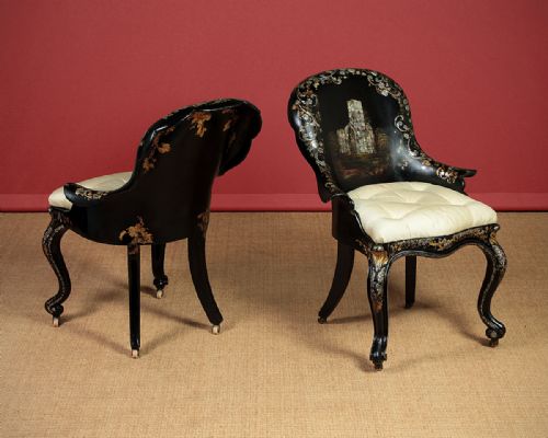 Pair of Papier Mache Armchairs C.1860.