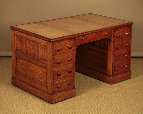 Large Oak Pedestal Desk C.1910.