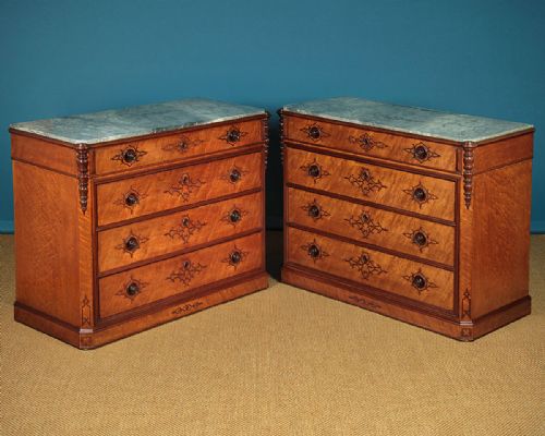 Pair of Italian Marble Top Chests of Drawers C.1875.