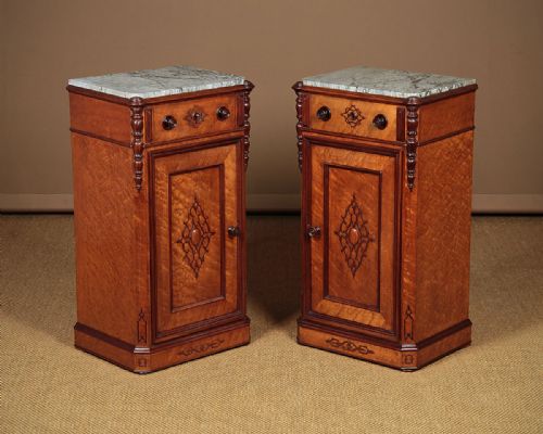 Pair 19th.c. Italian Marble Top Bedside Cabinets C.1875.