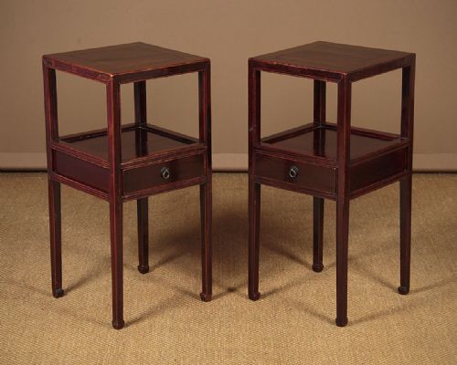 Pair of Oriental Bedside Lamp Tables.