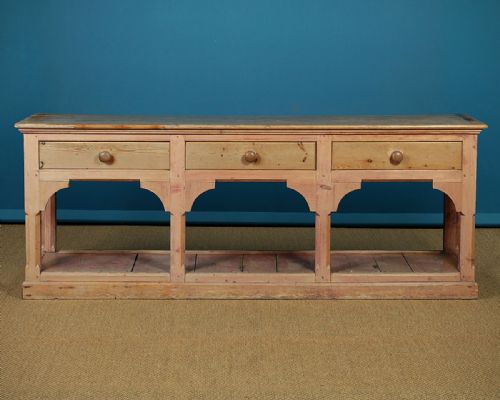 Long Gothic Pine Dresser Base C.1890.