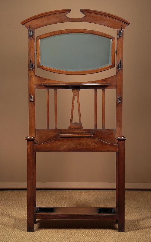 Arts & Crafts Style Oak Hall Stand C.1900.