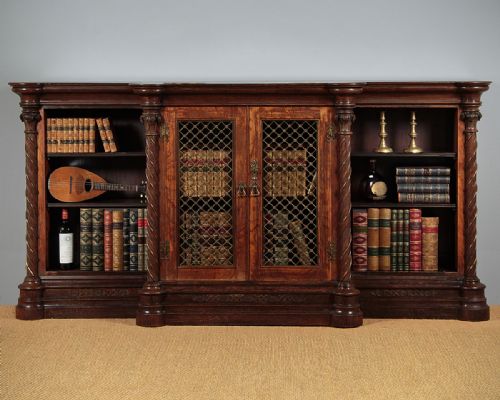 Large Late 19th.c. Gothic Revival Oak Bookcase C.1880.