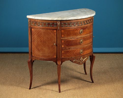 French Marble Top Demi-lune Side Cabinet C.1930.