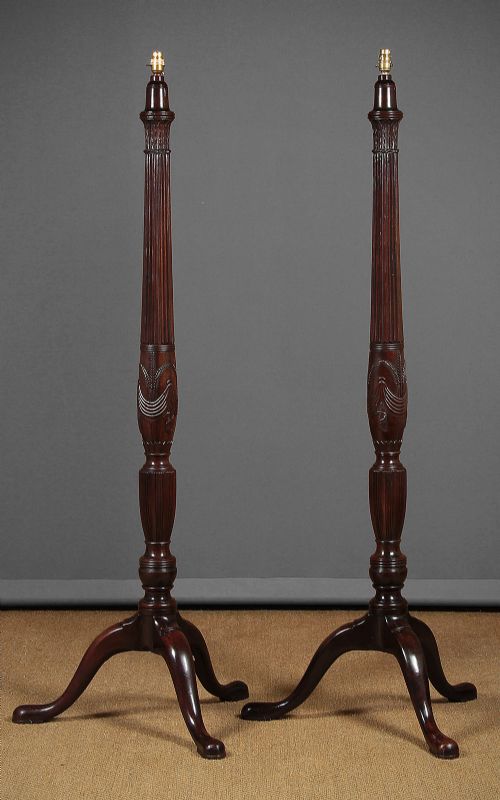 Pair of Adams Style Mahogany Standard Lamps C.1920.
