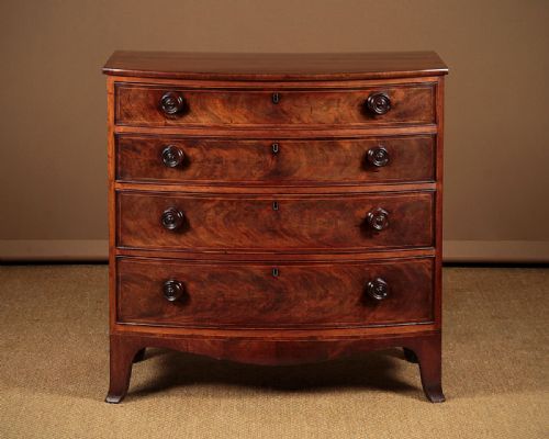 Small Bow Front Mahogany Chest of Drawers C.1835.