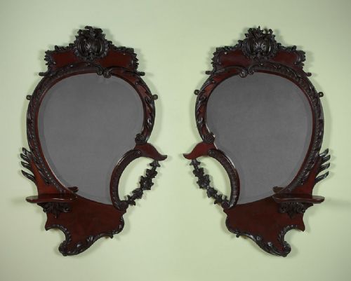 Pair of Ornate Mahogany Wall Mirrors C.1890.