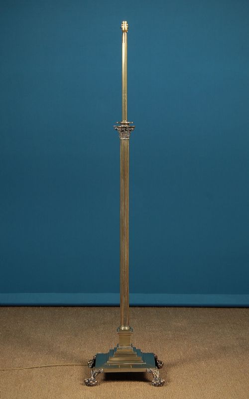 Adjustable Brass Column Standard Lamp C.1900.
