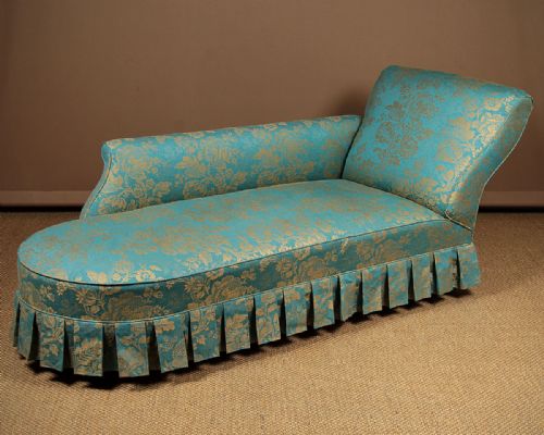 Damask Upholstered Chaise Longue C.1860.