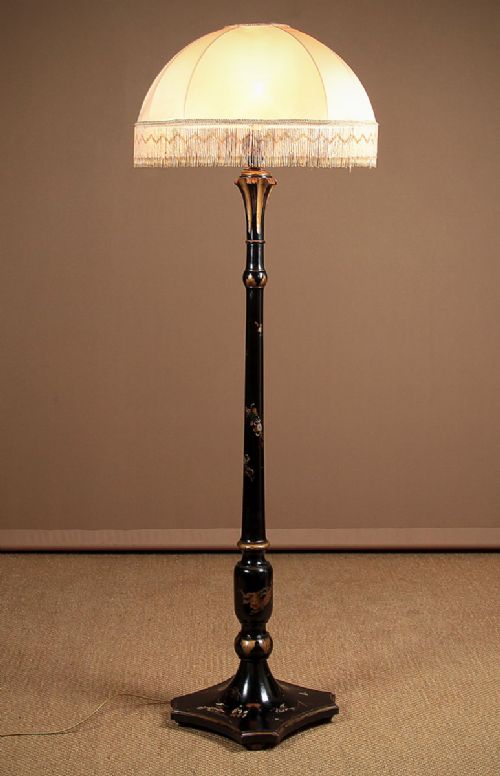 Chinoiserie Standard Lamp with Beadwork Shade C.1930.