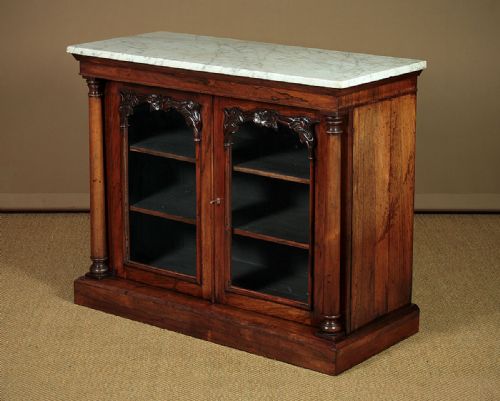 William IV Rosewood & Marble Top Bookcase Side Cabinet C.1835.