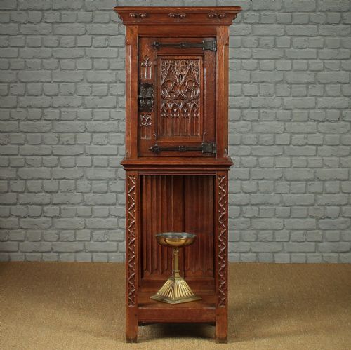 Narrow Gothic Oak Side Cabinet C.1910.
