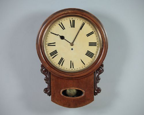 Mahogany Drop Dial Fusee Wall Clock by Winterhalder & Hofmeier C.1905.