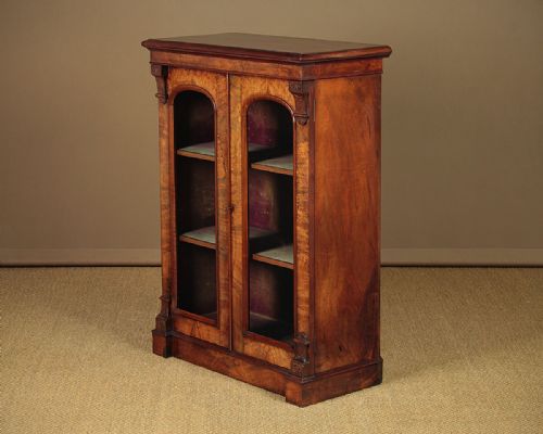 Narrow Walnut Cabinet Bookcase C.1870.
