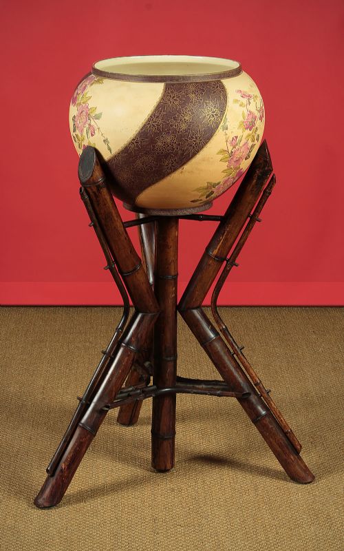 Large Aesthetic Movement Jardiniere with Bamboo Stand C.1890.