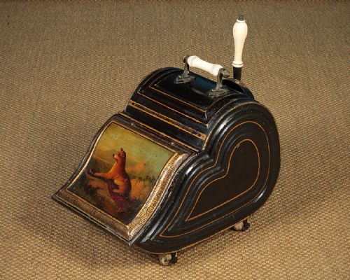 Toleware Coal Box with Dog Painting C.1860.