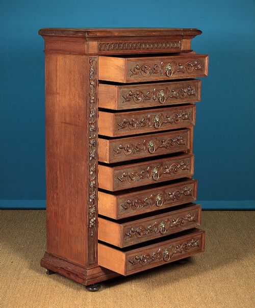 Carved Oak Bank of Drawers C.1890.
