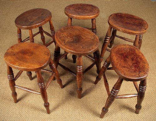 Six Elm Tavern Stools C.1890.