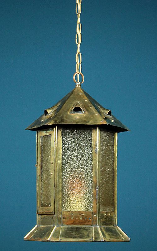 Large Brass Arts & Crafts Porch Lantern C.1910.