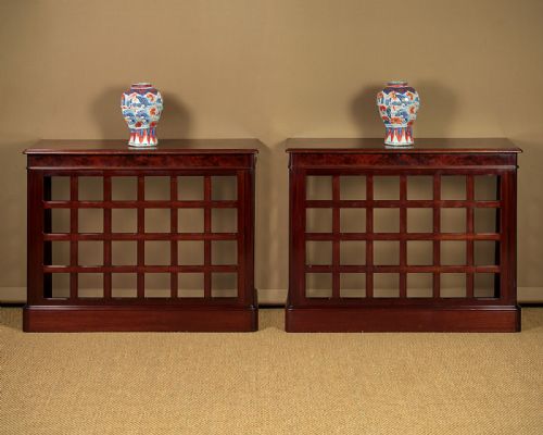Pair Mahogany Radiator Cover Console Tables C.1930.
