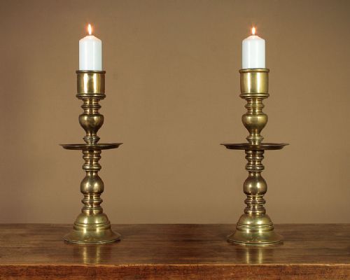 Pair of Very Large Brass Candle Sticks C.1900.