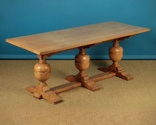 Pale Oak Refectory Dining Table C.1920.