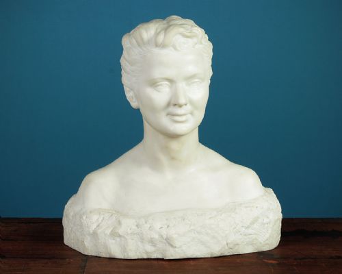 Large Marble Bust of a Woman by Gustave Van Vaerenbergh C.1910.