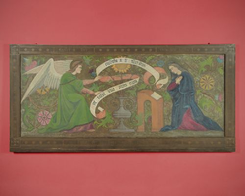 Very Large Decorative Painting of the Annunciation Dated 1908.