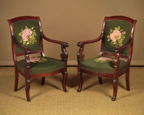 Pair of Mahogany Open Armchairs C.1830.
