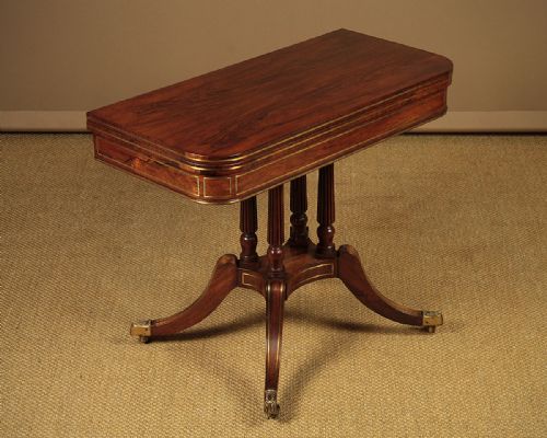 Brass Inlaid Rosewood Fold Over Games Table C.1830.
