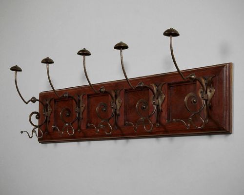 Large Art Nouveau Wrought Iron Hat & Coat Hooks C.1880.