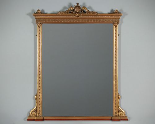 Large Gilded Overmantle Mirror C.1890.