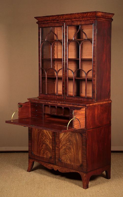 Regency Mahogany Secretaire Bureau Bookcase C.1830.